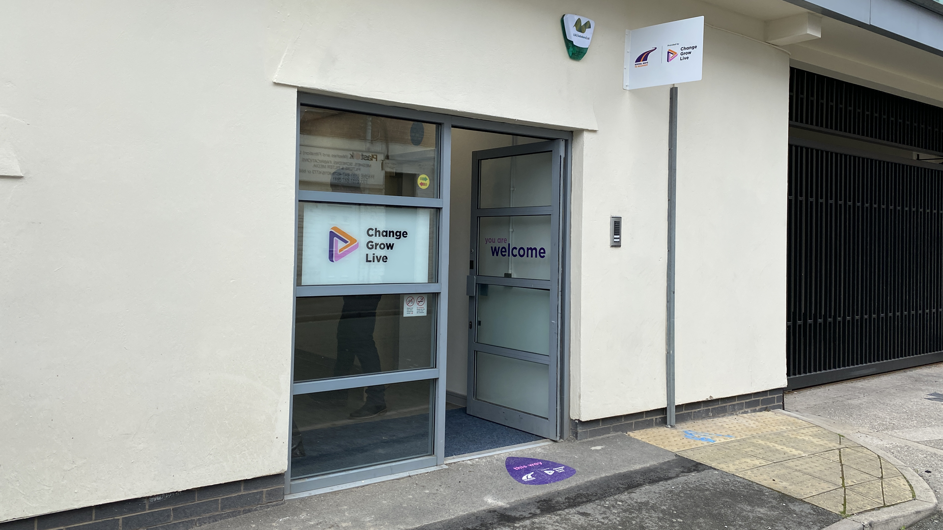 The front door and entrance to the wirral hub