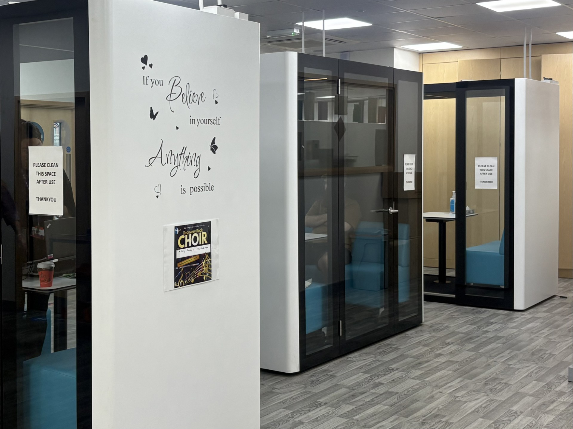 Small private meeting rooms with glass doors