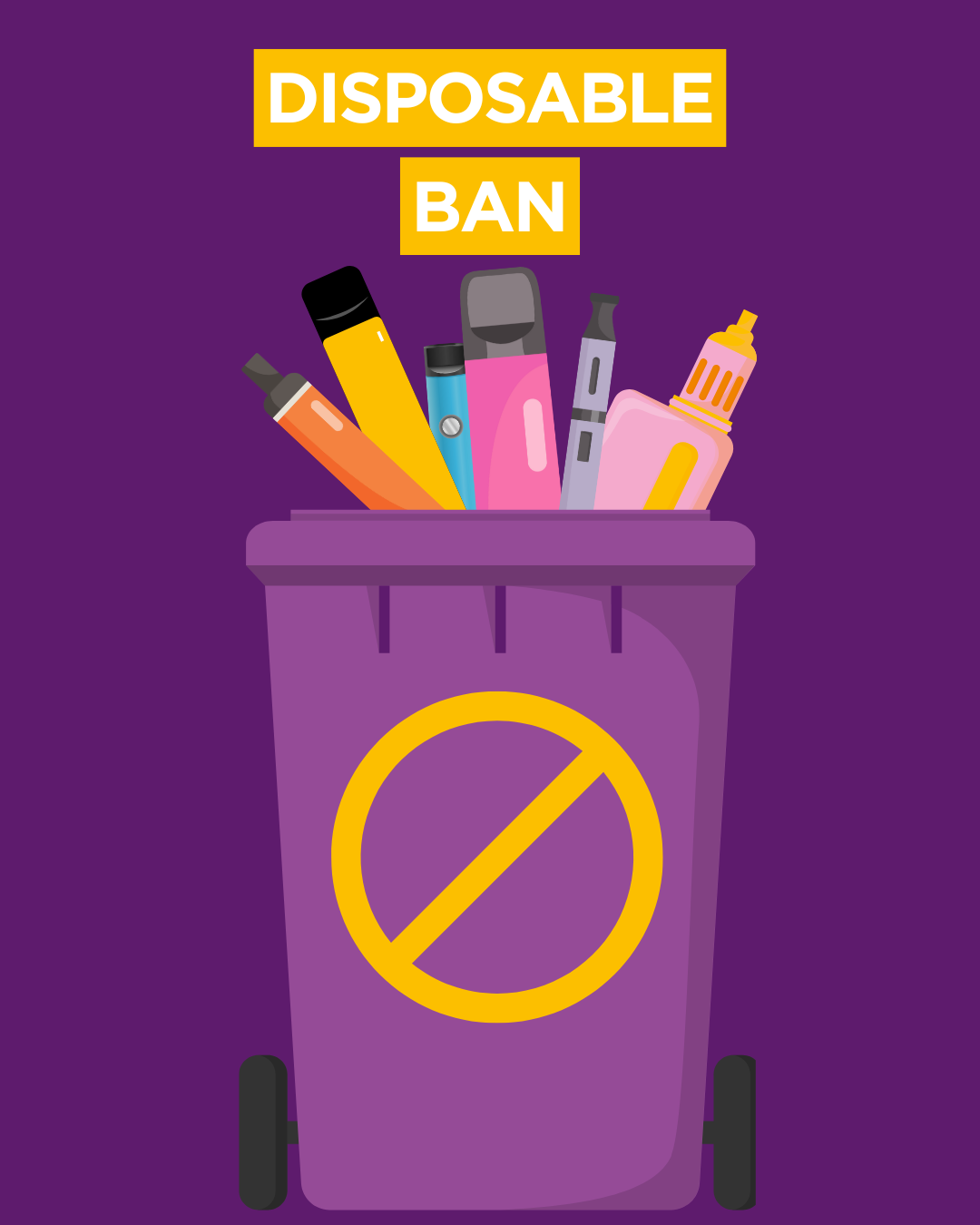 A dustbin full of disposable vapes