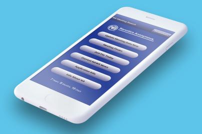 NA meeting search app screenshot in a phone