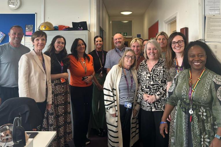 Trustee Caroline Shuldham with the team at St Helens