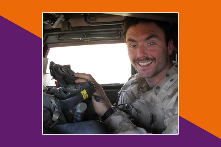 Man with short, dark hair in army uniform