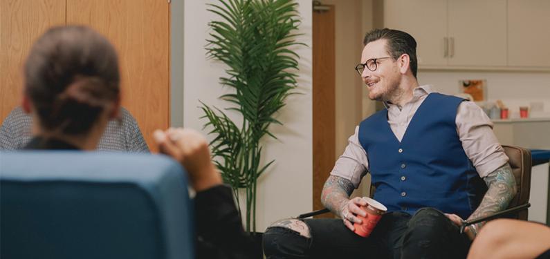 A group of people talking